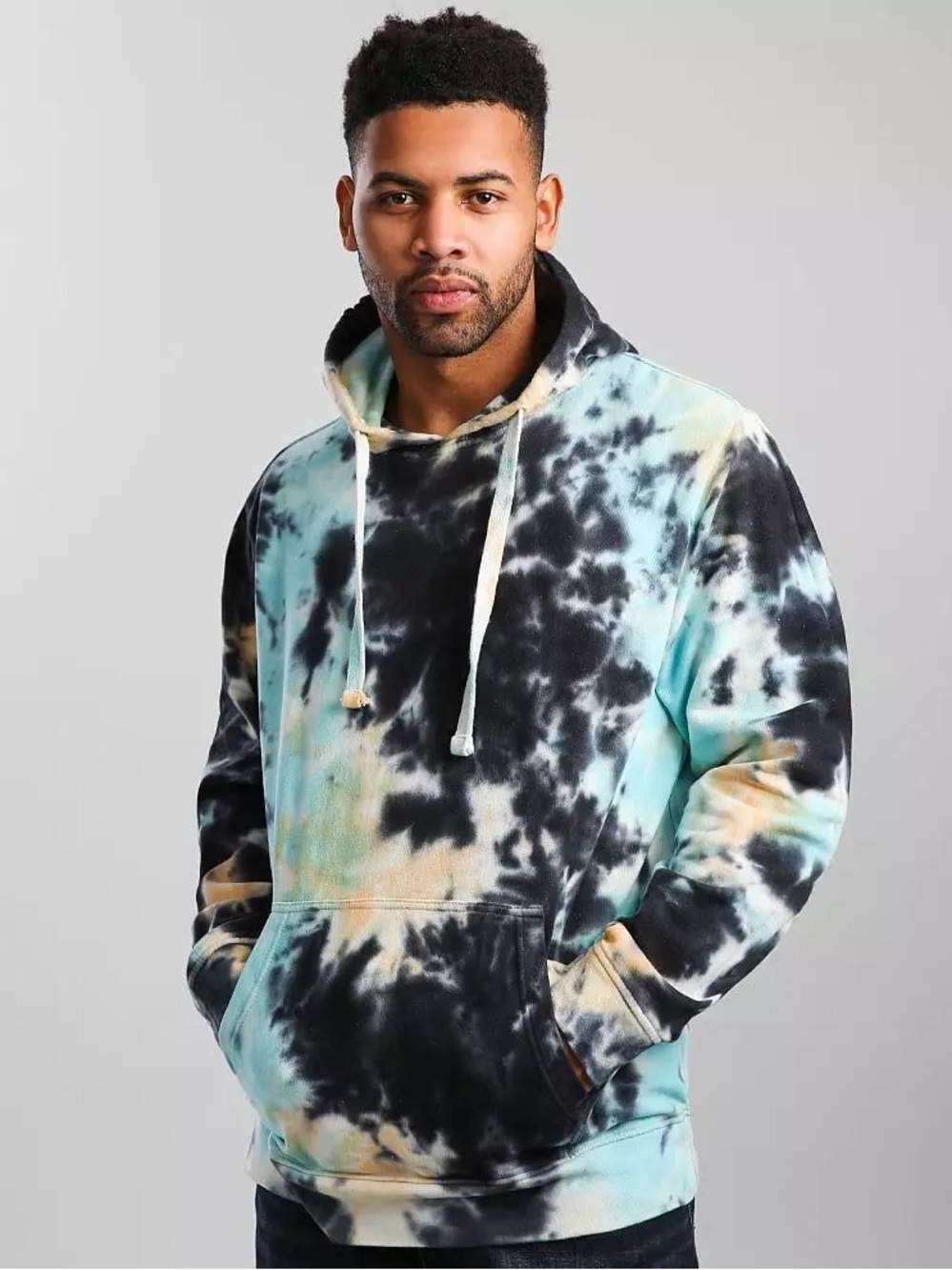 Youth Size Large Super Max Blue White Gray Tie Dyed Hoodie